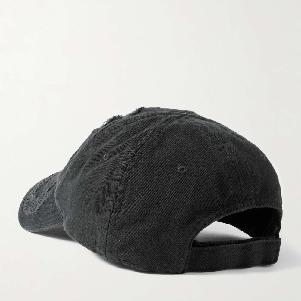 Balenciaga BB Distressed Logo-Embroidered Cotton-Twill Baseball Cap - Picture 2 of 4